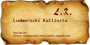 Ludmerszki Kalliszta névjegykártya